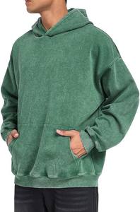 เสื้อฮู้ดฟลีซปักลายสไตล์วินเทจสำหรับผู้ชาย Urban Street ผ้าฟอกสี ทนทาน ระบายอากาศได้ดี - Product Image 3