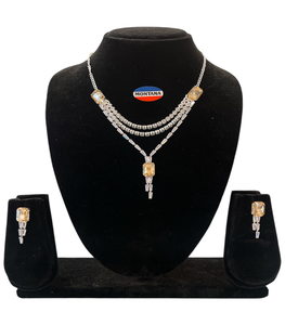 AD1014 Ensemble de bijoux de mode élégant en diamant-Boucles d'oreilles de collier vintage classique élégant pour collier vintage classique élégant - Product Image 1