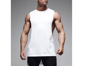 Camiseta sin mangas informal de gimnasio para hombre, camiseta sin mangas de punto negra transpirable de algodón 100% - Product Image 4