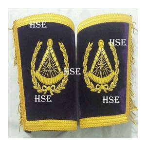 Manchettes de franc-maçon brodées à la main pour robe de cérémonie - Product Image 1