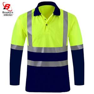 Polos à manches longues de construction à haute visibilité jaune orange avec bande réfléchissante en polyester - Product Image 2