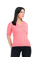 Pull en tricot italien Helen pour femme, élégant et décontracté, col en V avec nœud, tricot plat, manches courtes, confortable, fin, hiver, 100% coton
