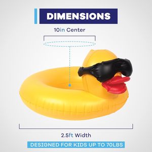 Tubo Flotador Inflable de Goma con Diseño de Pato Derby, Tendencia de Verano, Paquete de 3, Juguete de Piscina para Niños, Anillo de Natación, Edad 3+ Años, Capacidad 70 Libras - Product Image 3