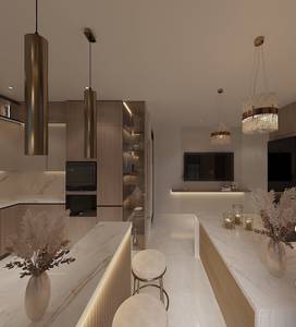 Meubles de cuisine modernes de luxe sur mesure en marbre électrique écologique stratifié pour appartement, vente en gros directe d'usine, modulaires de haute qualité - Product Image 4