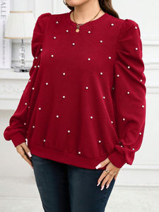 เสื้อสเวตเตอร์แบบสวมหัวของผู้หญิงเสื้อกันหนาวถักวาฟเฟิลวาฟเฟิลสีพื้นสไตล์มุกกำหนดเอง - Product Image 4