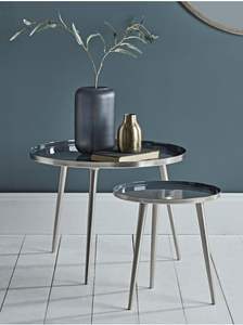 Table d'appoint en acier inoxydable avec dessus rond en marbre avec table d'appoint empilable avec cadre en métal canapé thé - Product Image 2