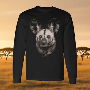 T-shirt à manches longues avec portrait de chien sauvage africain, thème Safari Wildlife - Product Image 3