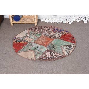 Alfombra de lana de retazos beige vintage, área grande, patrón rectangular de 3,4x3,3 pies para dormitorio o sala de estar para adolescentes - Product Image 1
