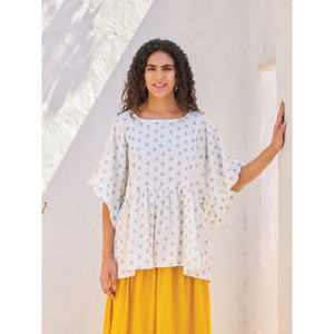 Bohemian <b>Linen</b> Knit Print Top and Skirt <b>Set</b> for Summer Casual - Product Image 3