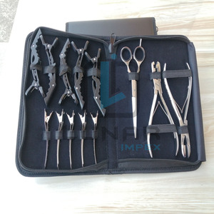 Pinzas de cierre de rana para el pelo, herramientas de extensión de pelo, Kit de funda de PVC de cuero negro y etiquetado de marca personalizado - Product Image 6