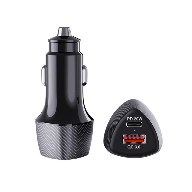 CE Certified Portable Mini Dual Port Car Charger with PD20W QC3.0 Fast Charging Type-C & USB Ports Fireproof Design for Car