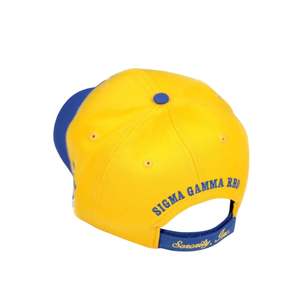 Sigma Gamma Rho SGRho Sorority Cap Royal Blue Gold 20 Lana 80 Acrílico Letras griegas Bordado Front Back Sombrero ajustable - Product Image 2