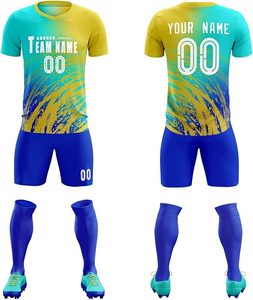 Ensemble de maillots de football rétro personnalisés, respirant, en polyester, sublimation, uniforme de football, maillot et short pour hommes, équipe personnalisée FC - Product Image 4