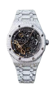 Gray Skeleton Men's Skeleton <b>Watch</b> With VVS1 Moissanite Diamond and Swiss Automatic Movement Business Style Fashion Jewelry - Product Image 3