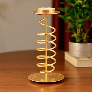 Tarro de vela de Metal chapado en oro festivo de Navidad moderno elegante decoración de soporte de pilar único para actividades de centro de mesa - Product Image 5