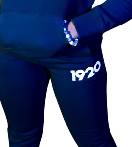 Zeta Phi Beta 1920 sororité grecque femmes 2 pièces brodé bleu blanc à capuche et pantalon de survêtement polaire survêtement ensemble survêtement - Product Image 5