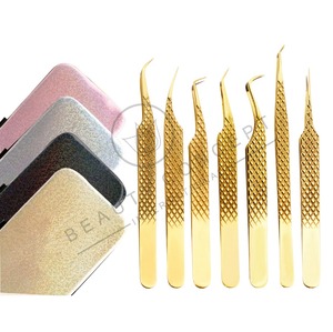 Pinzas para extensiones de pestañas postizas ligeras de acero inoxidable, respetuosas con el medio ambiente, venta al por mayor, suministros para extensiones de pestañas con logotipo personalizado - Product Image 6