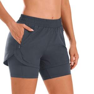 กางเกงขาสั้นของผู้หญิงกางเกงขาสั้นผ้าโพลีเอสเตอร์สำหรับออกกำลังกายในยิมฟิตเนสแห้งเร็ว100% - Product Image 1