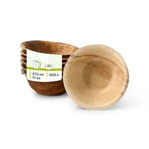 Petits bols ronds en feuille de palmier de 275 ml pour desserts froids et service en glacier - 200 pièces/carton - Product Image 1