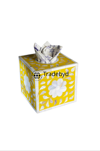 Mop Inlay Tissue <b>Box</b> <b>Floral</b> Pattern Engraved Design Sleek Handcrafted Premium Quality Tissue Holder for Minimal Home Decor - Product Image 2