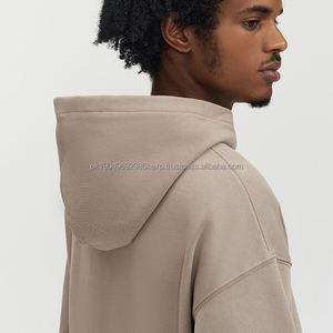 Sweat-shirts à capuche unis à épaules tombantes en coton 100% personnalisés, surdimensionnés, sans cordon, pour hommes - Product Image 2