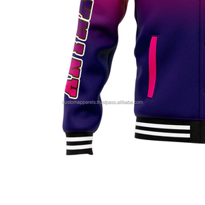 Custom Collegiate Sports Wool Varsity <b>Jacket</b> with Stand Collar & Front Embroidered Logo Windproof Breathable <b>Summer</b> MCACVJ-119 - Product Image 6