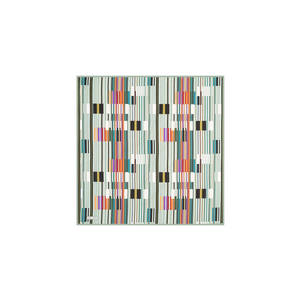 Vintage Green Polyester <b>Square</b> <b>Scarf</b> with Floral and Geometric Pattern - Product Image 1