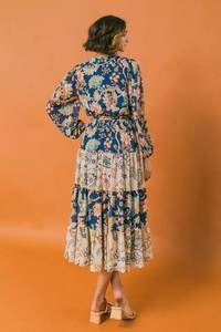 2023 Floral Print V Neck <b>Sexy</b> <b>Dresses</b> New Summer Ruffle Puff Sleeve Slim Split Midi Woman Polyester Women Clothing <b>Dress</b> - Product Image 6