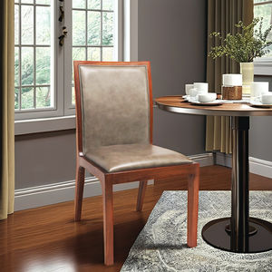 Chaise de salle à manger en bois de noyer massif Rembourrage en cuir de vachette italien Style rustique Bois dur durable | Chaises Simili - Product Image 4