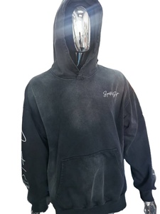 Sudadera con capucha vintage de invierno para hombre, 100% algodón, con cremallera, lavado ácido, peso pesado, estampado puff, personalizada - Product Image 2