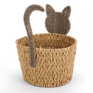 Cesta de Almacenamiento Multiusos Tejida a Mano, Ecológica, de Mimbre, con Diseño Geométrico Vintage, Tendencia 2026, Precio Económico - Product Image 2