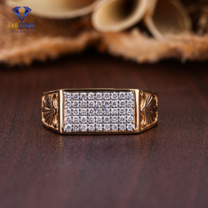 0.45 TDW Bague en or jaune avec diamant taillé rond par Lab-Stone/Bague en diamant luxueux/Couleur EF-VS - Product Image 1