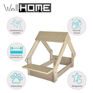 Cuccia per Cani da Interno in Legno Well Home con Porta Ciotola, Gabbia per Animali Colore Legno - Product Image 2
