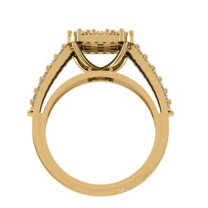Anillo Clásico de Oro Amarillo de 10K con Diamantes Cultivados en Laboratorio para Mujer, Halo Cuadrado, Banda de Varias Hileras, Joyería Fina, Regalo de Compromiso y Boda - Product Image 5