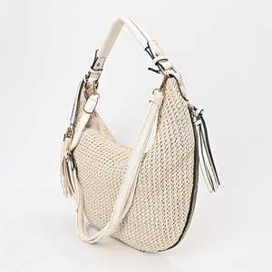 Bolso Hobo de Rafia Tejida Color Crema GangesGrain con Borla, Accesorio de Moda para Mujer - Product Image 4