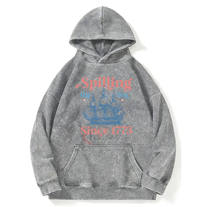 Logotipo personalizado Streetwear Sudadera con capucha Pullover Heavyweight Vintage Acid Wash Hoodie DTG Print Drop Shoulder Hoodie - Product Image 5