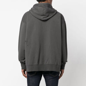 Sudaderas con capucha desgastadas lavadas con ácido de 380gsm al por mayor, Sudadera con capucha de manga larga y hombros caídos de gran tamaño con forro polar de tecnología personalizada, algodón estampado - Product Image 5