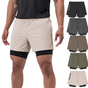 Shorts de sport grande taille pour hommes, respirant, décontracté, avec poche zippée, fermeture à la taille élastique, tricoté, tissage uni - Product Image 5