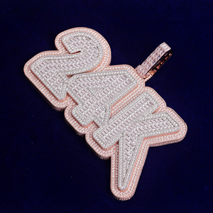 Collier pendentif personnalisable pour homme en moissanite véritable, plaqué or, style hip-hop, finition argent sterling - Product Image 3