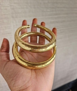 High Quality <b>silver</b> and Gold Plated Brass Cuff <b>Bangle</b> Simple Plain Design Modern Jewelry Bracelet Customized for Women and Girls - Product Image 2