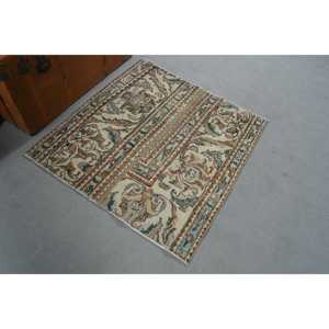 3.3x3.5 ft Turkish Rug, Vintage Rug, <b>Brown</b> Southwestern <b>Wool</b> Rug - Product Image 4