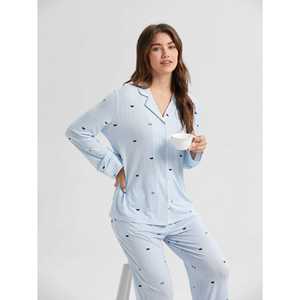 Conjunto de Pijama de Manga Larga de Bambú Elástico de Estilo Clásico Premium Personalizado para Primavera, Logotipo Personalizado, Tejido Suave, Regalo Incluido - Product Image 2