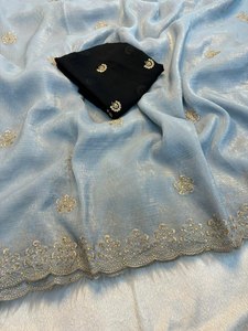 Sari de Viscosa Ligero y Moderno con Corte de Tejido Crujiente de Calidad Tipo Boutique, Ideal para Uso Diario, Oficina y Fiestas - Product Image 3