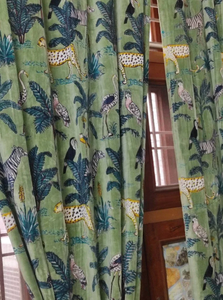 Vintage <b>Green</b> Animal Pattern Velvet <b>Curtains</b> with <b>Blackout</b> Valances Home Interior Decorative Wall Hanging Drapes - Product Image 4