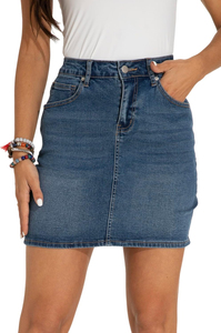 Jupe en jean pour femme, longue et élégante, tenue en jean adaptée aux voyages et à la mode en plein air, jupe en jean pour femme, coupe droite classique - Product Image 3