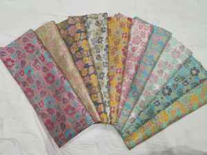 Tissu de brocart traditionnel brodé Rangkat pour vêtements ethniques indiens pour Kurtis Salwar Kameez utilisation d'accessoires de mariage de Style Plaid - Product Image 3