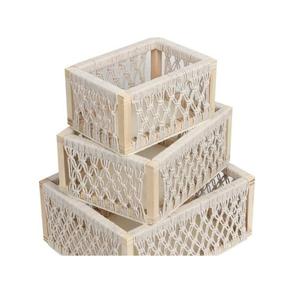 Panier de rangement en macramé de ton neutre qui complète la décoration de maison terreuse naturelle avec une construction en coton doux - Product Image 2