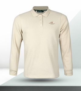 T-shirt polo à manches longues personnalisé pour hommes, tricoté anti-rides avec un motif solide, design formel, teint uni, élégant et personnalisé - Product Image 1