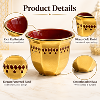 Ensemble de tasses à café Gahwa en or de luxe, logo personnalisé OEM ODM, style arabe, ensemble cadeau en céramique pour l'hôtellerie d'entreprise, vente en gros