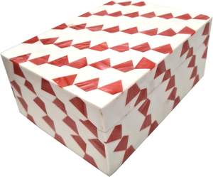 Caja Rectangular con Tapa, Hecha a Mano, con Patrón Cuadrado de Hueso en Blanco y Negro, para Almacenamiento y Decoración del Hogar, Estilo Navideño, Marca ABI OVERSEAS - Product Image 4